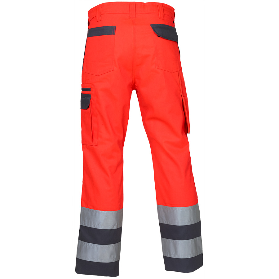 Warnschutz-Bundhose PROGRESSO REFLEX, leuchtrot/grau