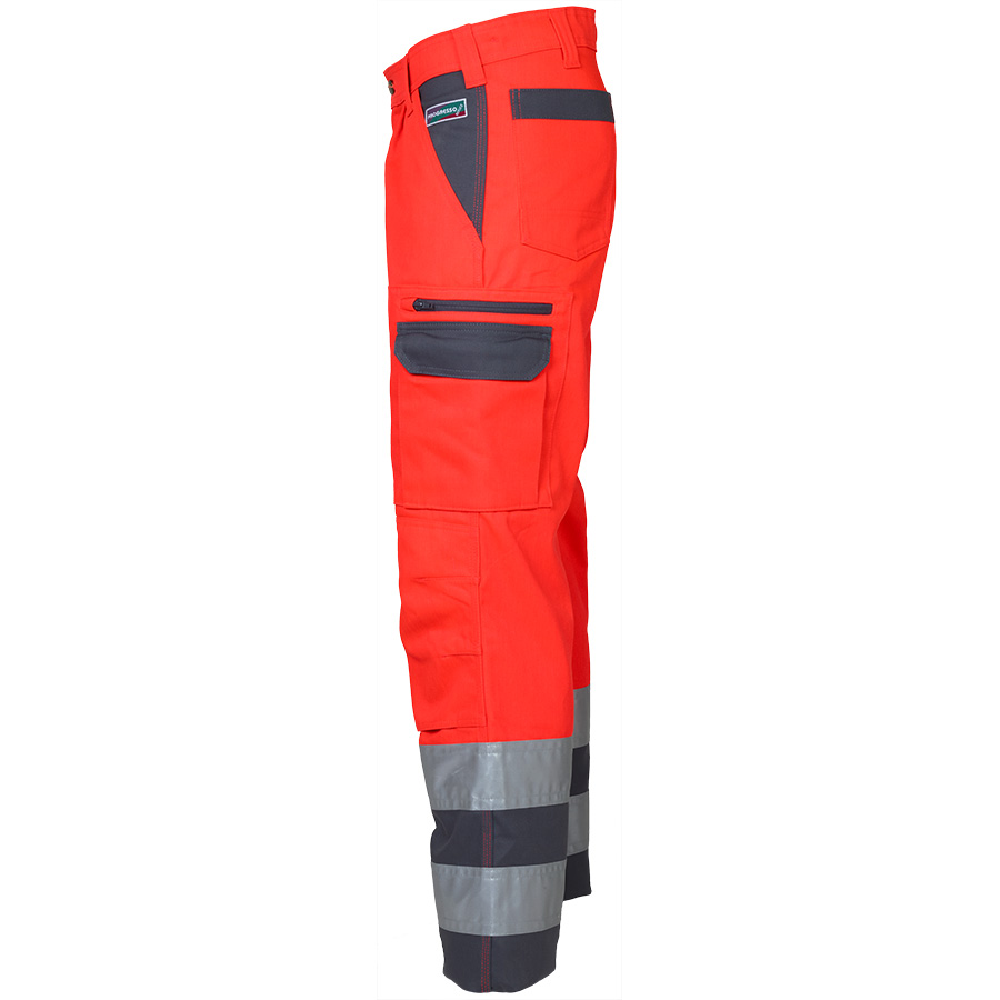 Warnschutz-Bundhose PROGRESSO REFLEX, leuchtrot/grau