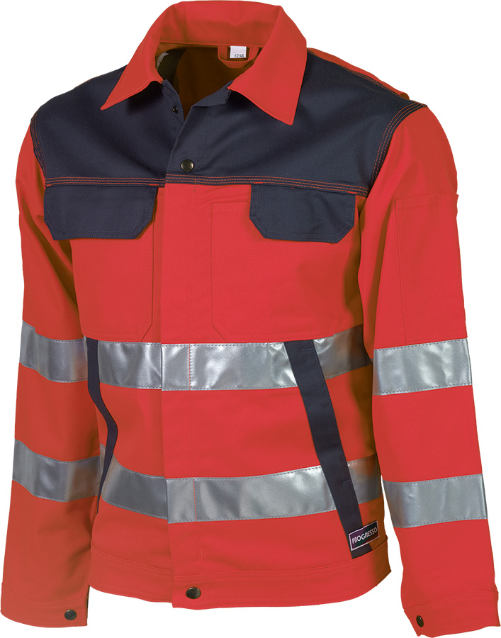 Warnschutz-Bundjacke PROGRESSO REFLEX, leuchtrot/grau