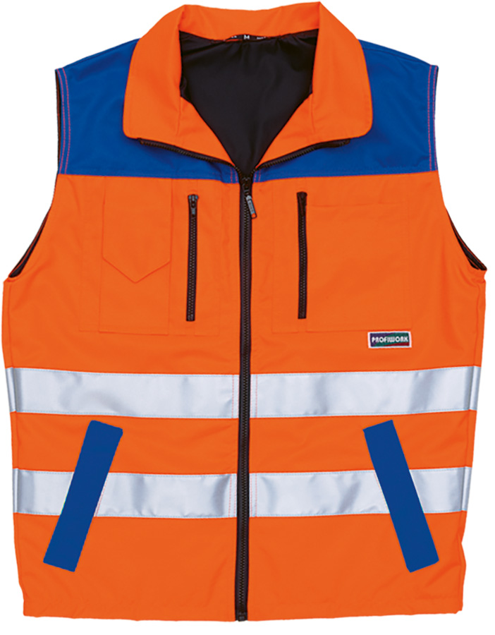 Warnweste PROFIWORK REFLEX, leuchtorange/blau