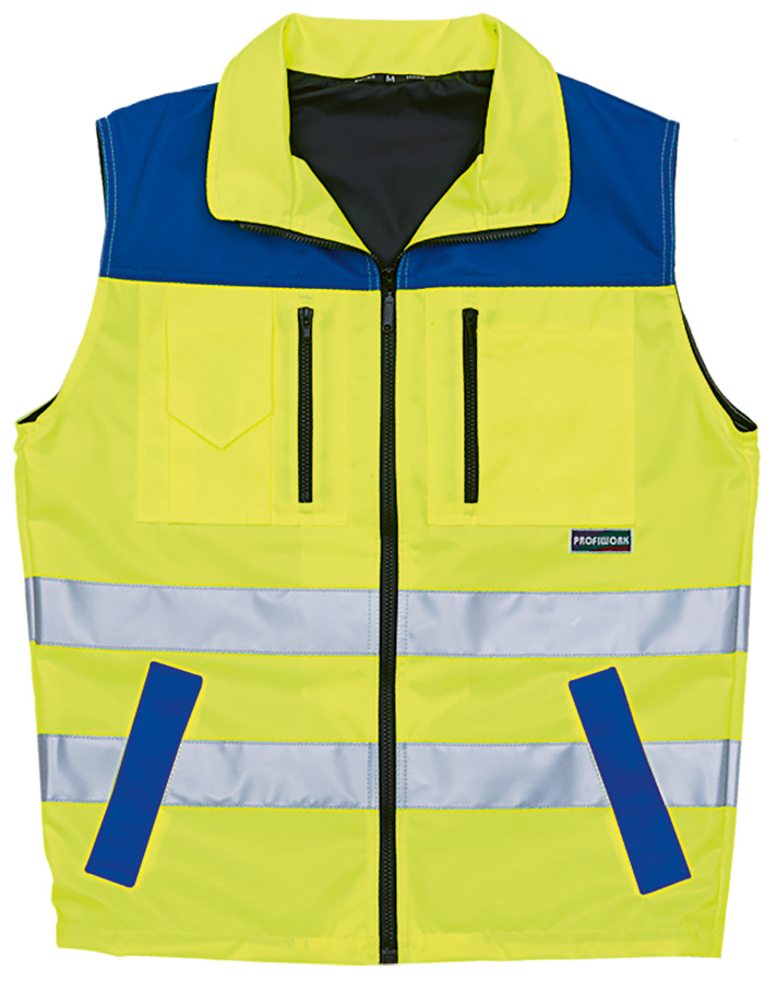 Warnweste  PROFIWORK REFLEX, leuchtgelb/blau