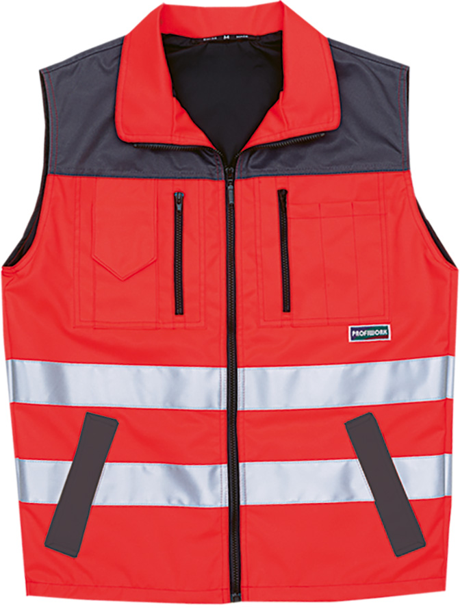 Warnweste PROFIWORK REFLEX, leuchtrot/grau
