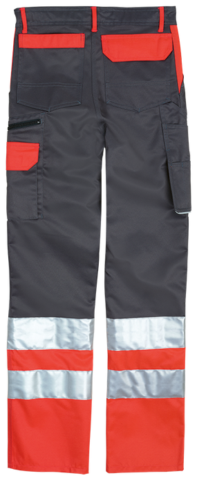 Warnschutz-Bundhose PROFIWORK REFLEX grau/leuchtrot