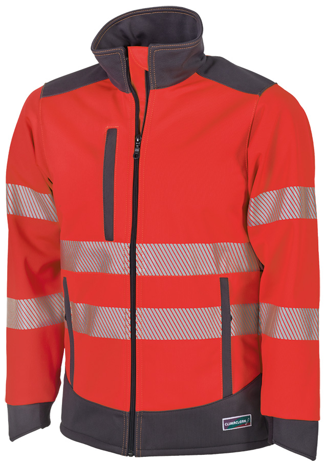 Allwetter-Warnschutzjacke CLIMACLEAN REFLEX, leuchtrot/grau