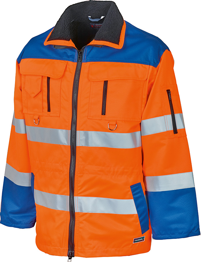 Lange Warnschutzjacke TREKKER REFLEX, leuchtorange/blau