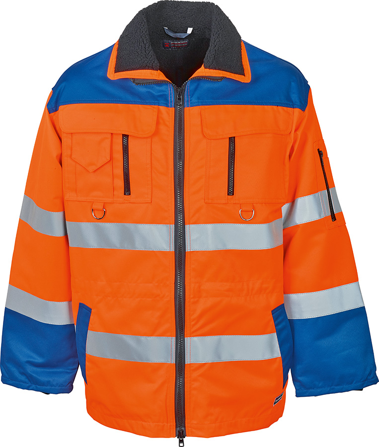 Lange Warnschutzjacke TREKKER REFLEX, leuchtorange/blau