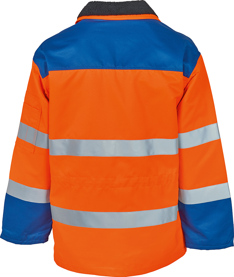 Lange Warnschutzjacke TREKKER REFLEX, leuchtorange/blau