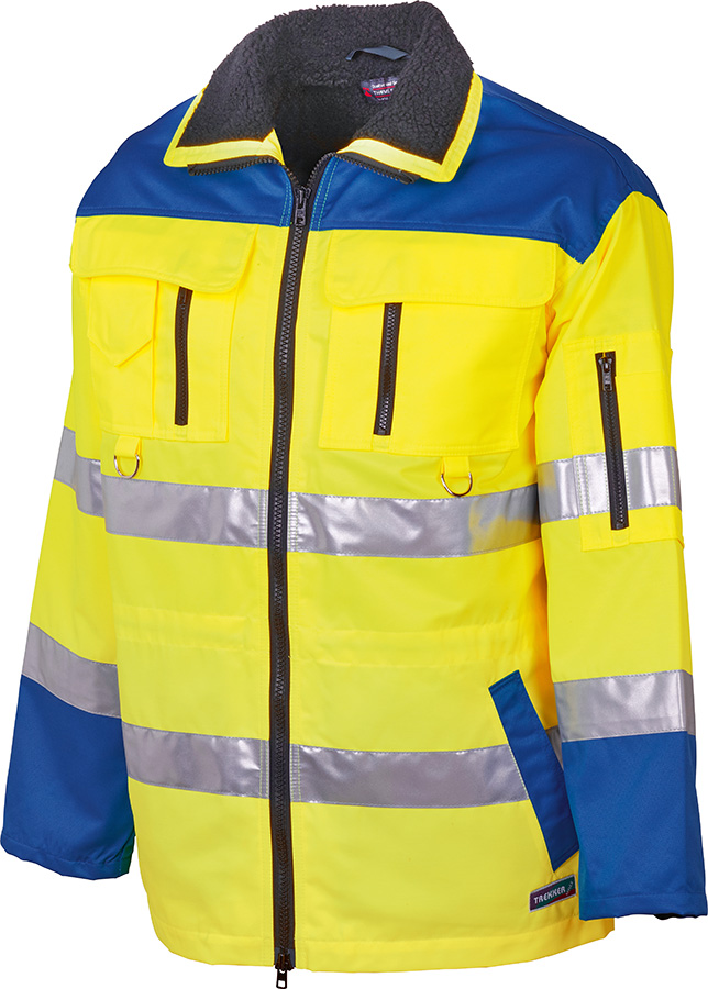 Lange Warnschutzjacke TREKKER REFLEX, leuchtgelb/blau