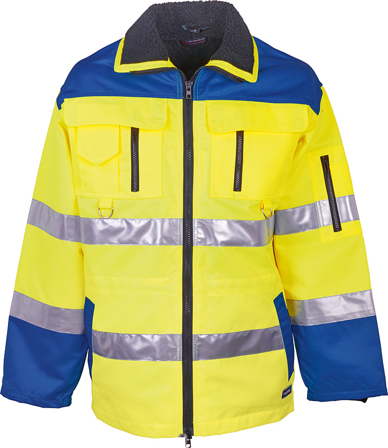 Lange Warnschutzjacke TREKKER REFLEX, leuchtgelb/blau
