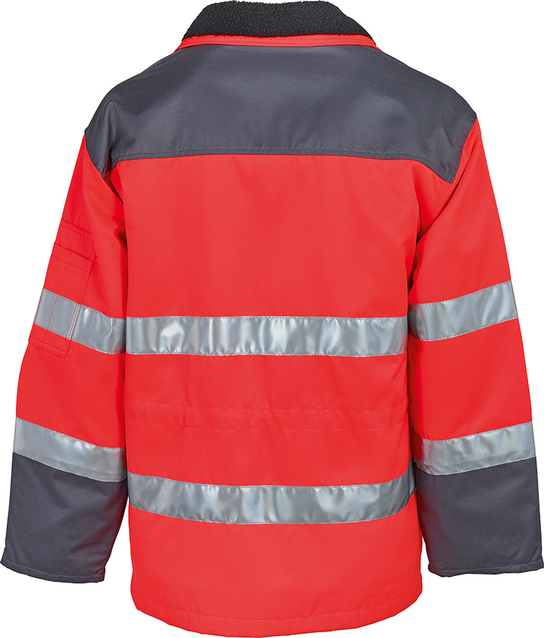 Lange Warnschutzjacke TREKKER REFLEX, leuchtrot/grau