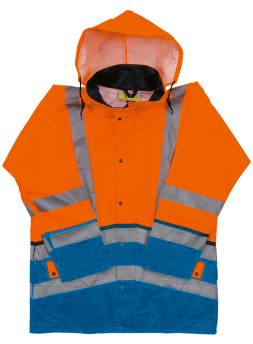 Regen-Warnschutzjacke FLEXOTHANE REFLEX, leuchtorange/blau