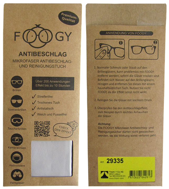 Antibeschlag- und Reinigungstuch FOOGY