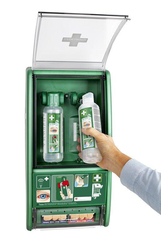 Wandschrank CEDERROTH mit Augenspülflaschen 2 x 0,5 l
