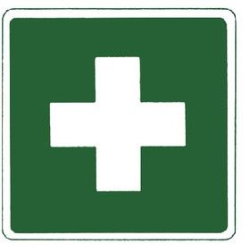 Rettungszeichen Erste Hilfe 150 x 150 mm, Alu