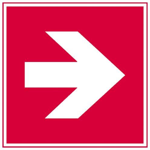 Brandschutzschild Richtungspfeil nach links/rechts 150 x 150 mm, Folie
