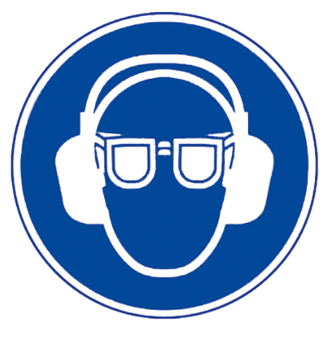 Gebotsschild Augen- und Gehörschutz 200 mm, Alu