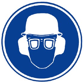 Gebotsschild Augen-, Kopf- und Gehörschutz 200 mm, Alu