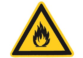 Warnschild Feuergefährliche Stoffe 300 mm, Folie