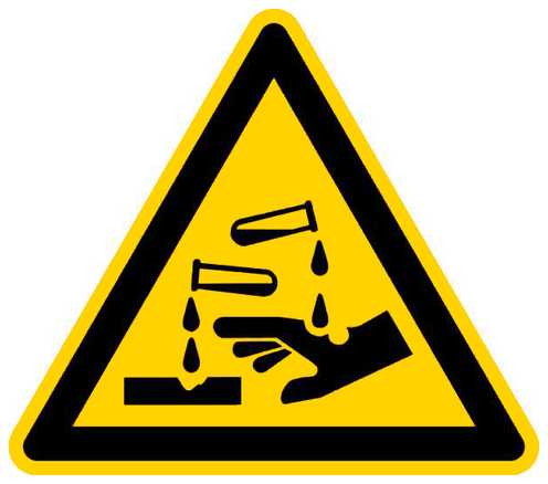 Warnschild Ätzende Stoffe 100 mm, Folie