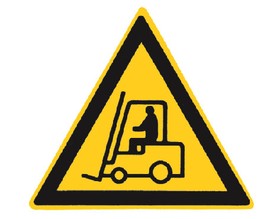 Warnschild Verkehr von Flurförderfahrzeugen 200 mm, Alu