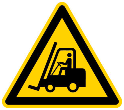 Warnschild Verkehr von Flurförderfahrzeugen 100 mm, Folie