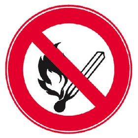 Verbotsschild Kein offenes Feuer 300 mm, Kunststoff