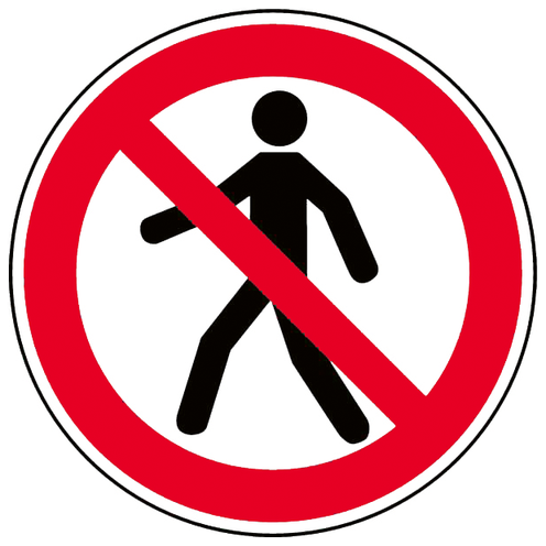 Verbotsschild Für Fussgänger verboten 100 mm, Folie