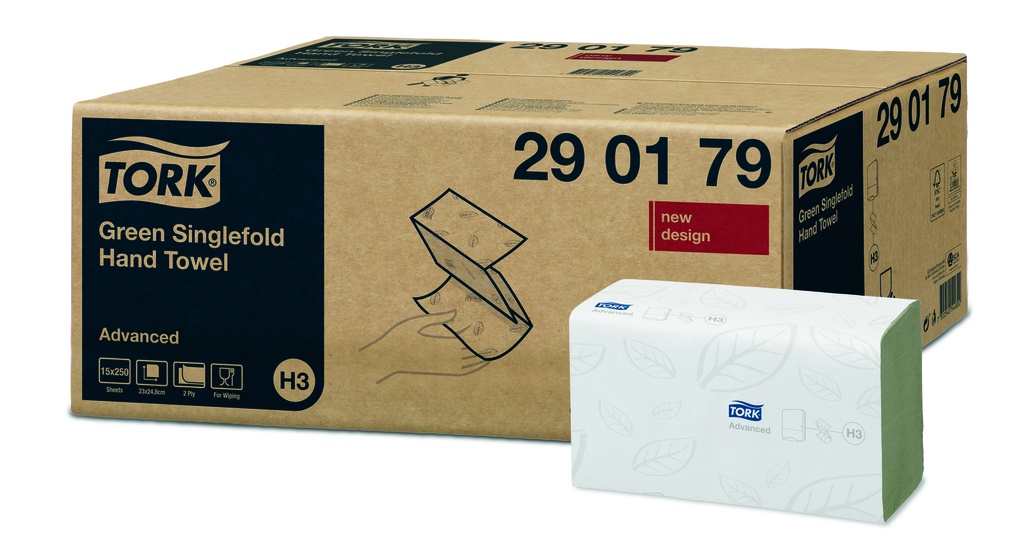 Tork Handtuch Advanced V-Falz 2-lagig grün H3