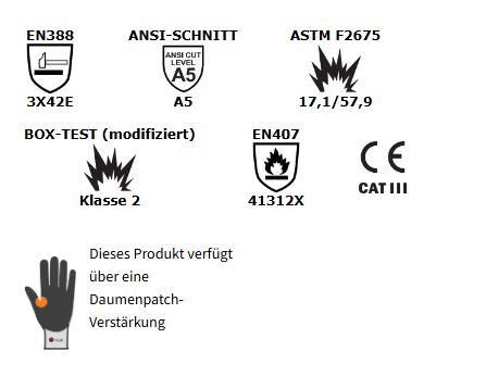 Lichtbogen Schutzhandschuh 13-4 Heat AF-17