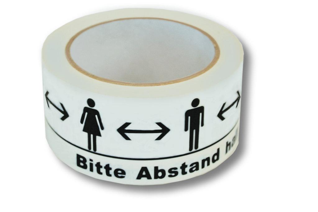 Markierungsband «Bitte Abstand halten!» weiss