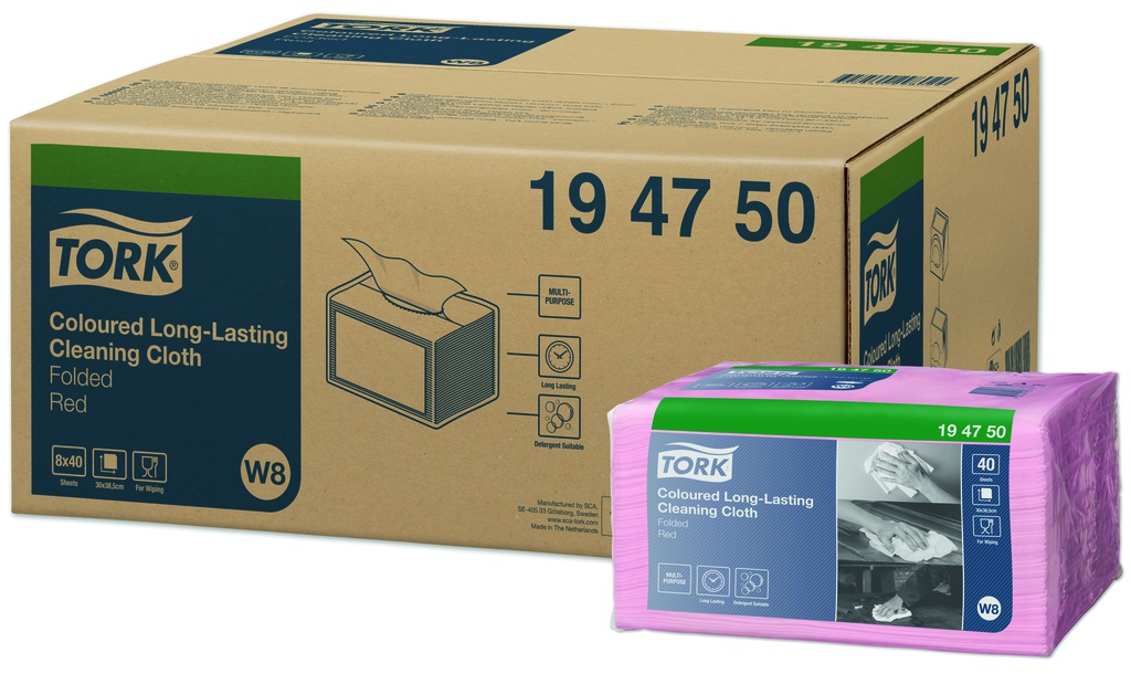 Tork Reinigungstuch W8 Performance Small Pack Handtüücher langlebig rot