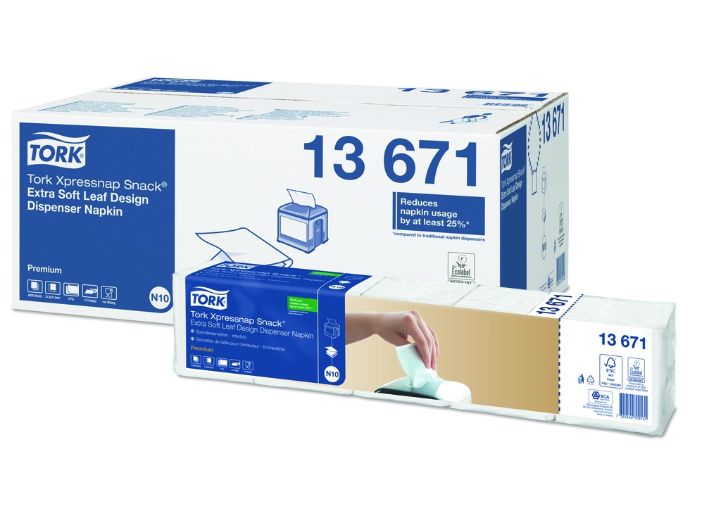 Tork Spenderservietten Xpressnap N10, 21.6x21.3cm 2-lagig 1/4-Falz (weiss)