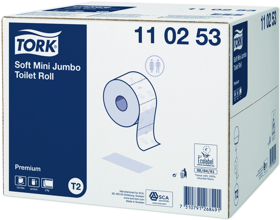 Tork Toilettenpapier Premium Mini Jumbo T2 Grossrolle 2-lagig weiss