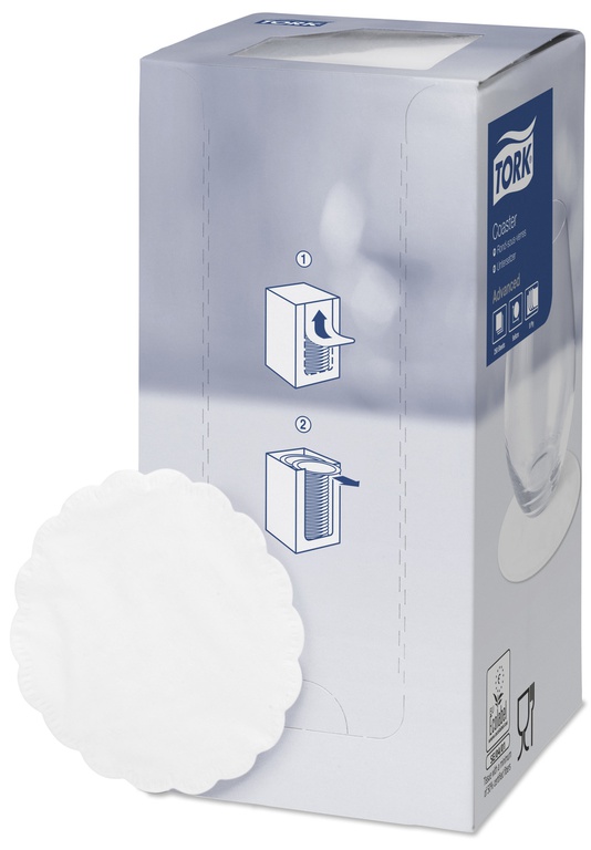 Tork Untersetzer 8-lagig 9cm Tissue weiss